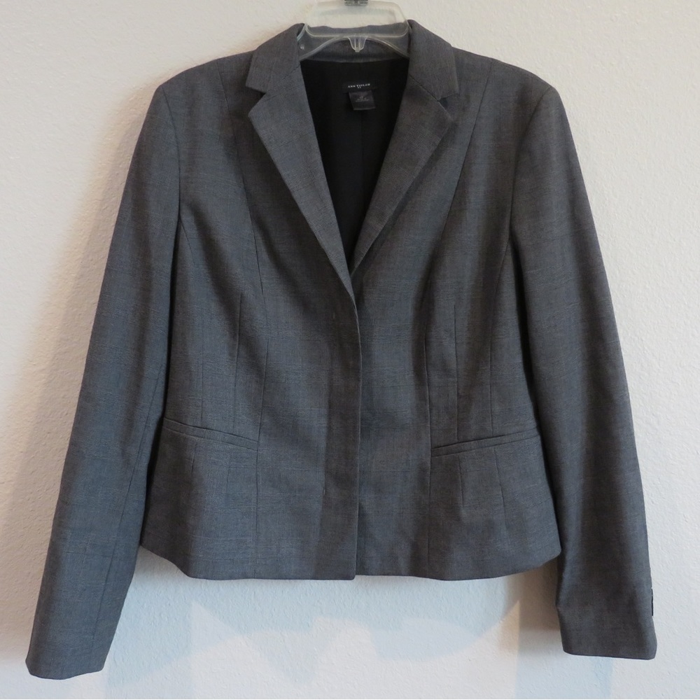 Ann Taylor Grey Button Blazer SZ 12